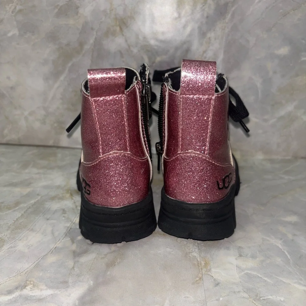 Ugg Ashton Glitter Combat Boot Sparkly Pink Kids Boots